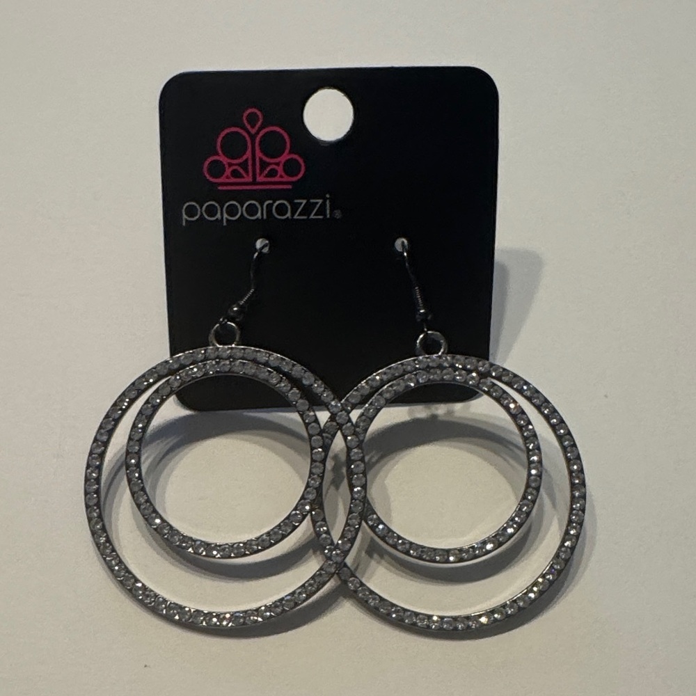 Paparazzi Glittering Silver Hoop Earrings